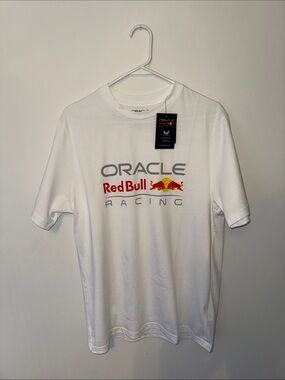 Red Bull Oracle Racing Men's White Logo Short Sleeve Tee